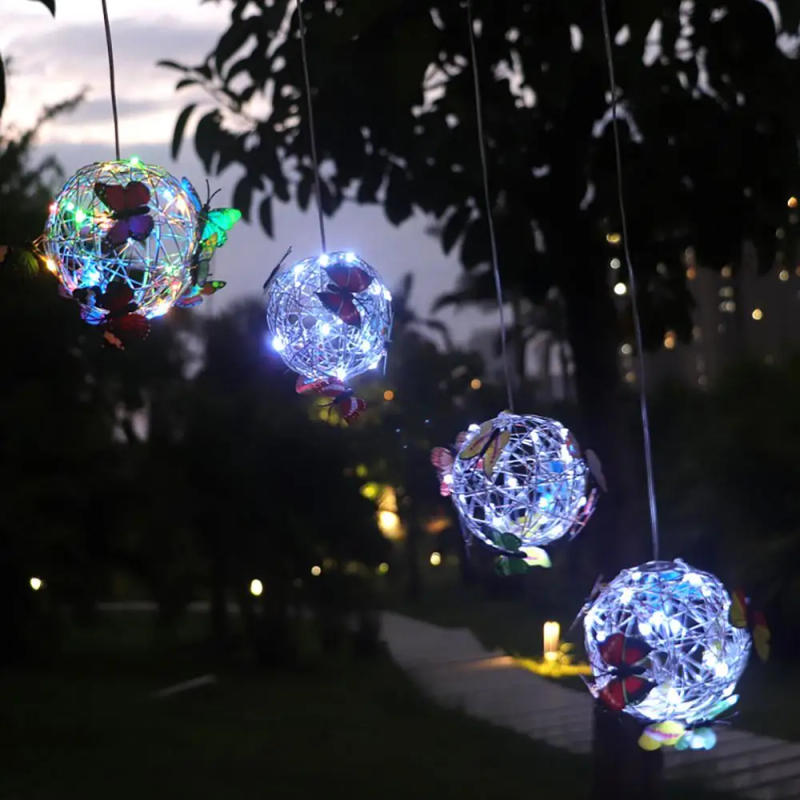 Description Picture 5 of itemGarden Hanging Solar Light Round Ball Light With Butterfly Waterproof Metal Weaving Hanging Lamp Home Decorative Nightlight
