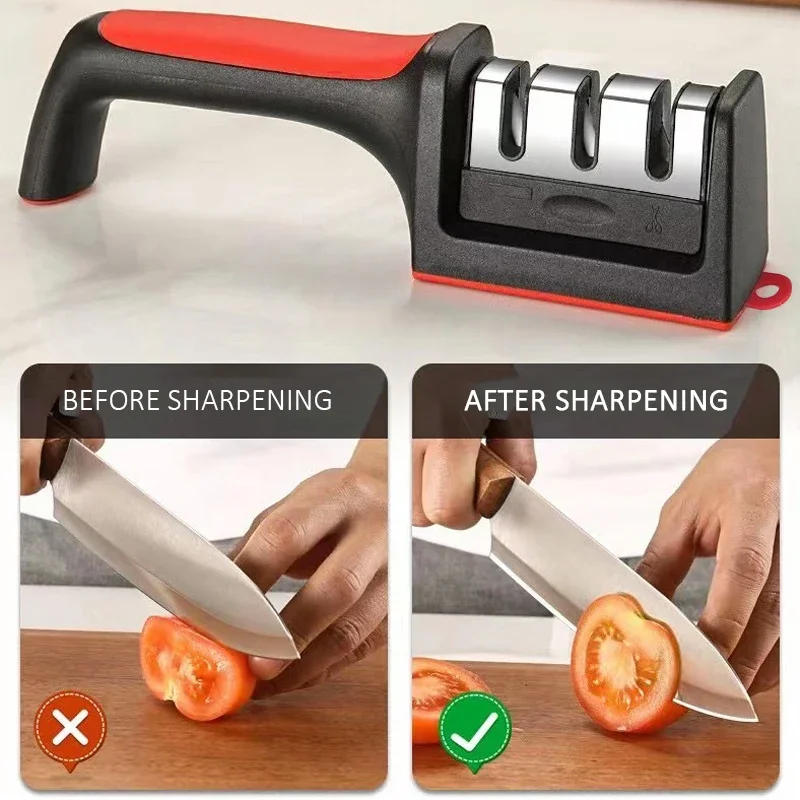 Description Picture 6 of item3/4-Segment Kitchen Knives Sharpener Household Multi-Functional Hand-Held Black Sharpening Stone Sharp Knife Sharpeners Tools
