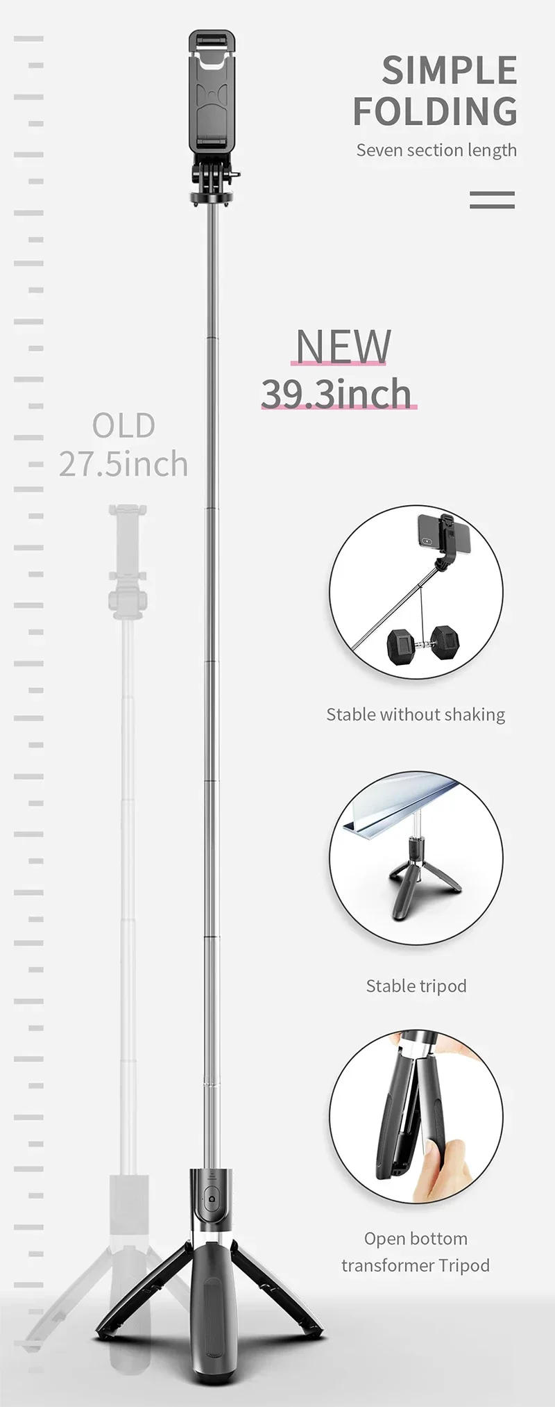 Description Picture 5 of itemSelfie Stick Tripod Foldable & Monopods Video stand Universal for Smartphones for Gopro ABAA