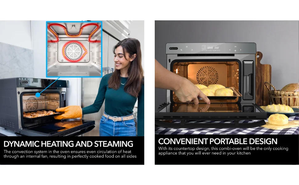 Description Picture 4 of item488GB Grande 40 Quart Capacity Counter-Top Multi-Function Convection Steam Oven, Black Stainless Steel