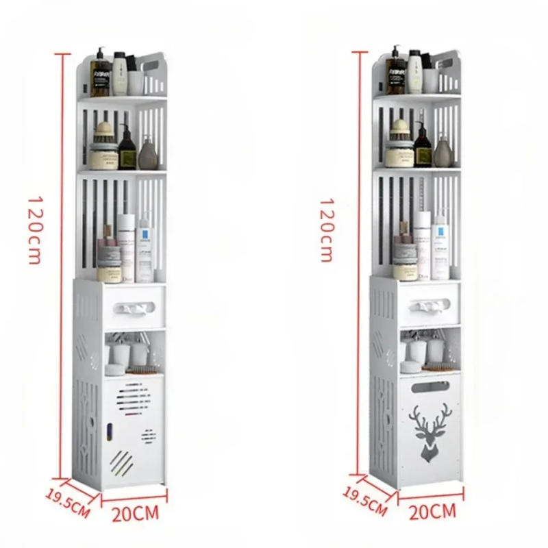 Description Picture 4 of itemFloor Standing Tall Bathroom Storage Cabinet Drawers Cabinet Narrow Seam Storages Rack and With Shelves Bathroom Triangle Shelfs