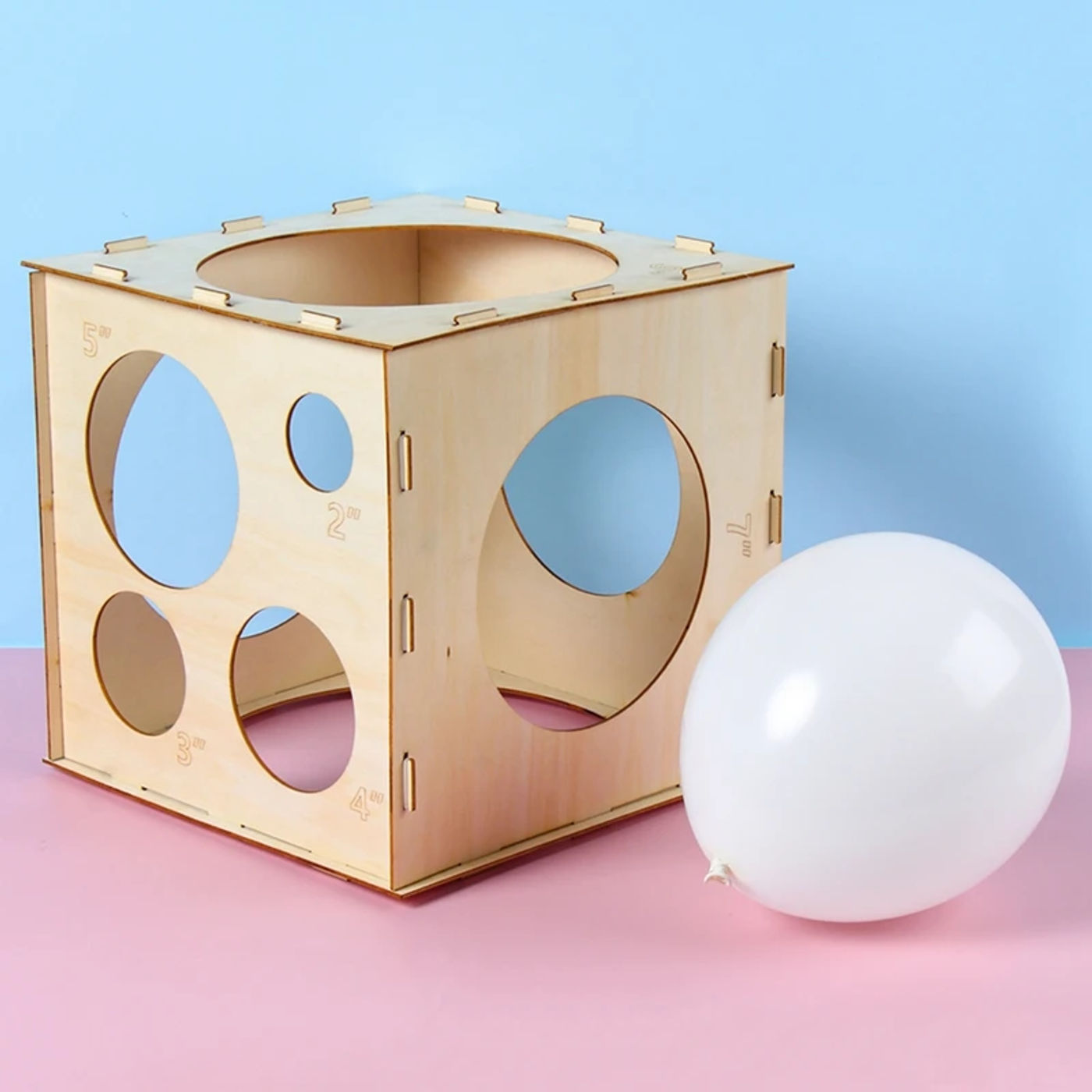 Description Picture 2 of item30cm Wood Balloon Sizer Cube Box Balloons Measuring box For Birthday Party Baloons Arch garland Wedding Decoration ballon tool