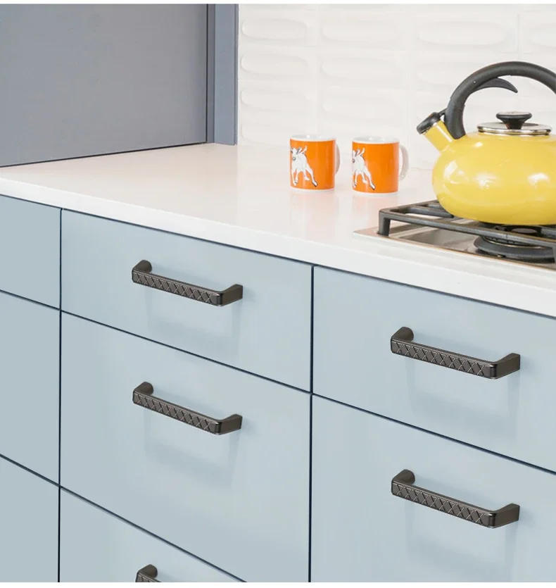 Description Picture 6 of itemModern Simple Cabinet Door Handle Kitchen Dresser Drawer Knobs Gray Chrome Black Drawer Pulls Wardrobe Furniture Handle Hardware