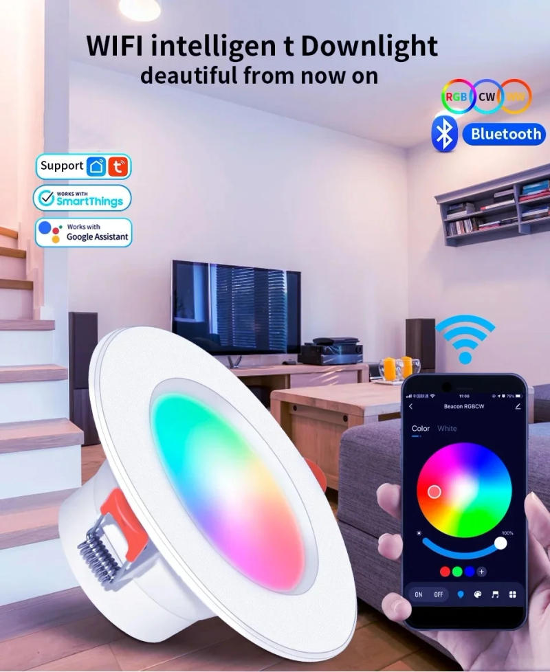 Description Picture 2 of itemWiFi Smart LED Downlight 5/7/10/15W Dimming Round Spot Light RGB Color Changing Warm Cool Light Alexa Google Home Smart Life