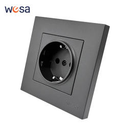 WESA Grey Power Socket 16A Standard Electrical Outlett With Ground Plugs Flame Retardant Spray Paint Plastic Panel Wall Sockets