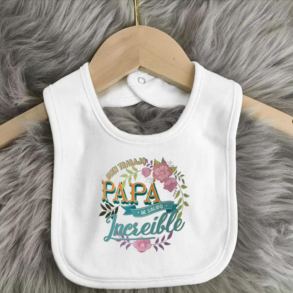 Description Picture 6 of itemFunny Spanish Printed Baby Outfit Bibs Boys Girls Cotton Bib Newborn Heart Print Saliva Towel  Infant Outfits Bib Best Gifts