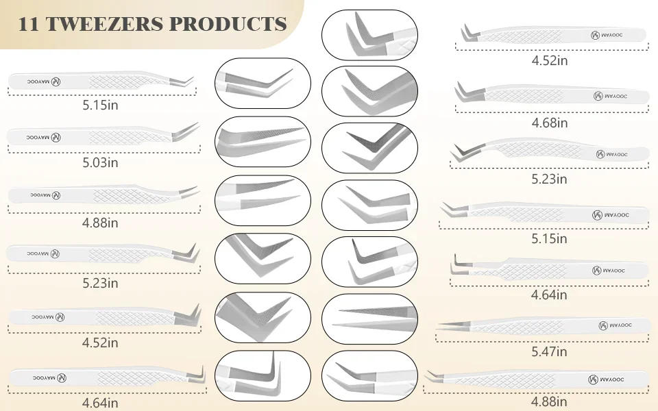 Description Picture 4 of itemEyelash Extensions Tweezers  With Fiber Tips Lash Artists High Precision Superhard Anti-Static Tweezer Makeup Tools Custom Logo