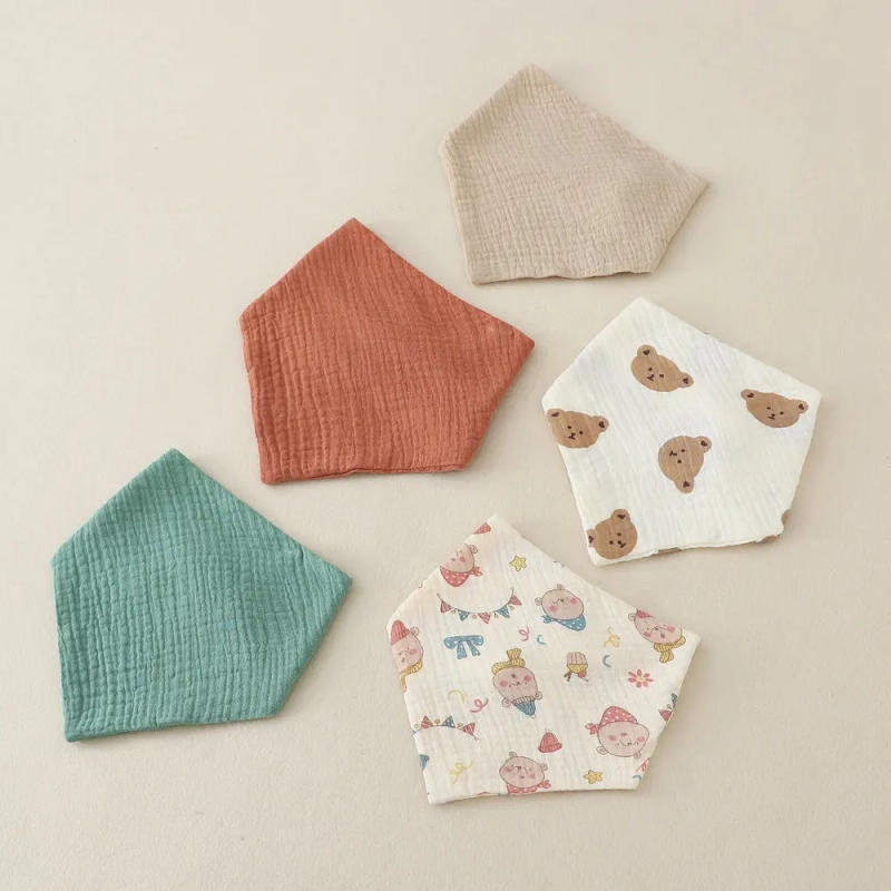 Description Picture 3 of itemBaby Muslin Cotton Bibs | Toddler Bandana Bib | Burp Cloth Soft Absorbent Gauze Muslin Washable Apron for Baby