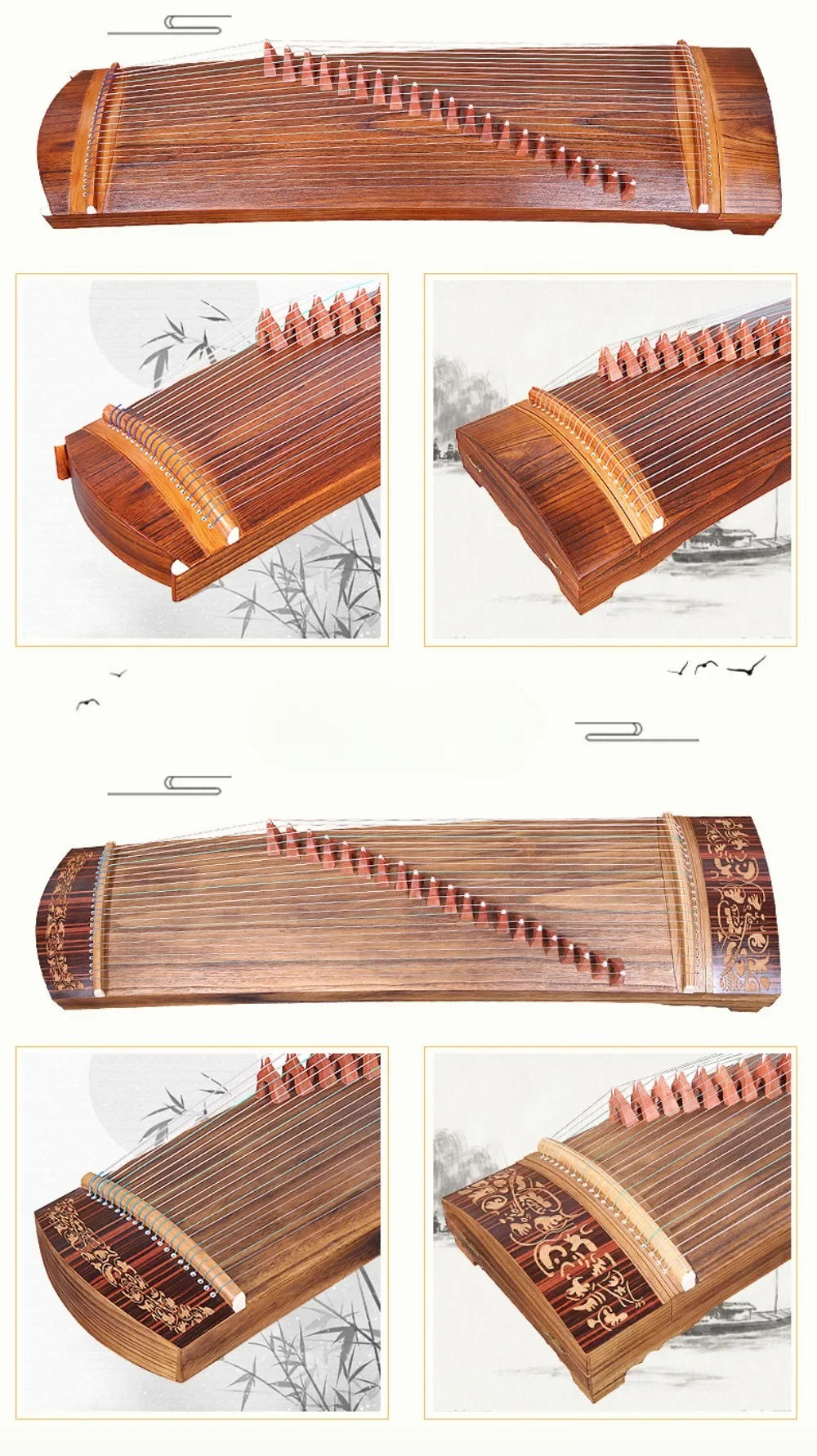 Description Picture 5 of itemWood Mini Portable Guzheng 21 Strings Chinese Zither Beginner Guqin Professional Traditional Musical Instrument with Accessories