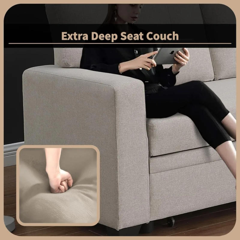 Description Picture 6 of itemSofa Bed, Wood Bedframe, for Living Room Bedroom Office, Pull Out Modular Sofa Bed Convertible Living Room Furniture