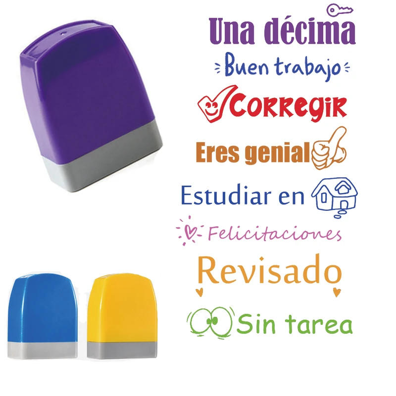 Description Picture 2 of itemespañol 4pc set Teaching Tools For Motivation Encourage Primary Student Kindergarden Kids Gift Praise Reward Stamps Self inking