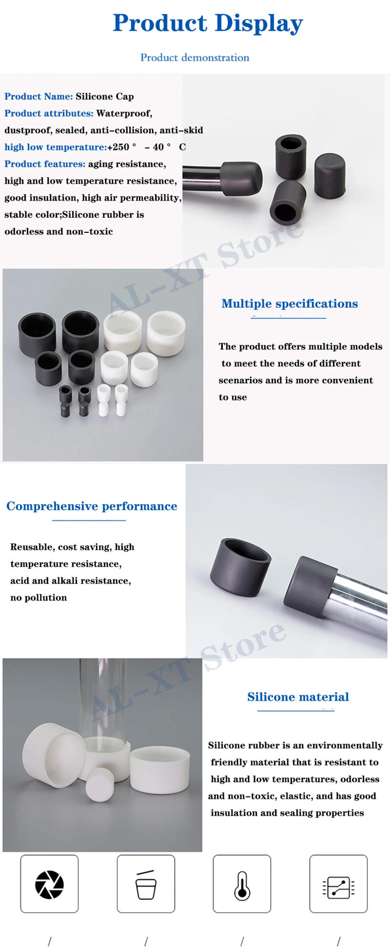 Description Picture 2 of item100Pcs 3mm-12.7mm White/Black Silicone Rubber Round Cover Protective Gasket Dustproof Sealing End Cover Threaded Pin Cover