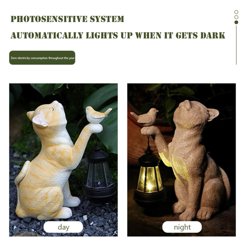Description Picture 6 of itemSolar Little Cat Lamp Resin Solar Decor Animal Lamp Cute Creative Cat Yard Light Garden Ornament Light for Yard Balcony Pathway