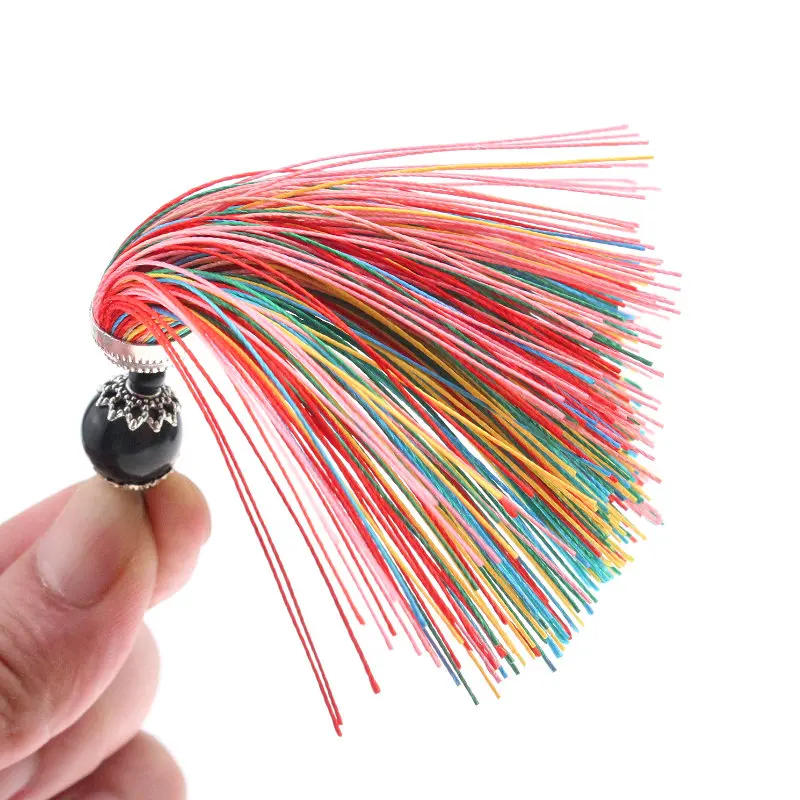 Description Picture 4 of item2Pcs 98mm Silk Tassel Fringe Brush Hanging Rope Beads Tassel Fringe Trim Pendant For Curtains Embellish Jewelry DIY Home Decor
