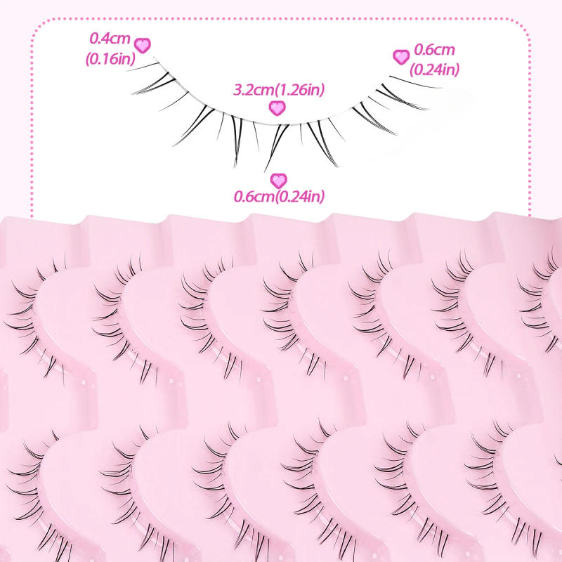 Description Picture 3 of itemMAGEFY 10 Pairs Lightweight Luxury False Eyelashes Bottom Lashes Natural Transparent Lash Strip Curly One-Piece for Beginners