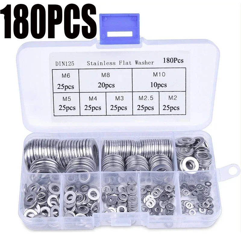 Description Picture 5 of item180pcs Stainless Steel Sealing Solid Gasket Washer M2 M2.5 M3 M4 M5 M6 M8 M10 Sump Plug Oil For General Repair Seal Ring Set