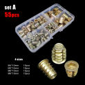 165/75/55pcs Threaded Insert Nut E-nut M4 M5 M6 M8 Set Kit For Wood Furniture Bed Cabinet Table Embedded Hex Hexagon Socket Head