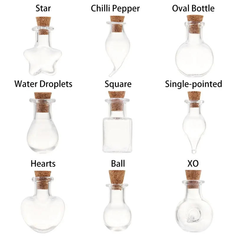 Description Picture 3 of item5pcs Mini Wishing Bottle Empty Storage Vials Transparent Glass Empty Sample Jars DIY Pendants Cork Stopper Home Decoration
