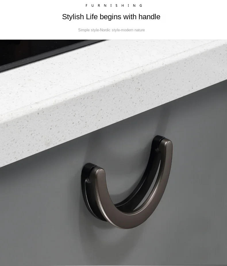 Description Picture 4 of itemZinc Alloy Semi-circular Cabinet Furniture Door Handle Modern Wardrobe Drawer Knob Bathroom Pull Ring Home Decoration