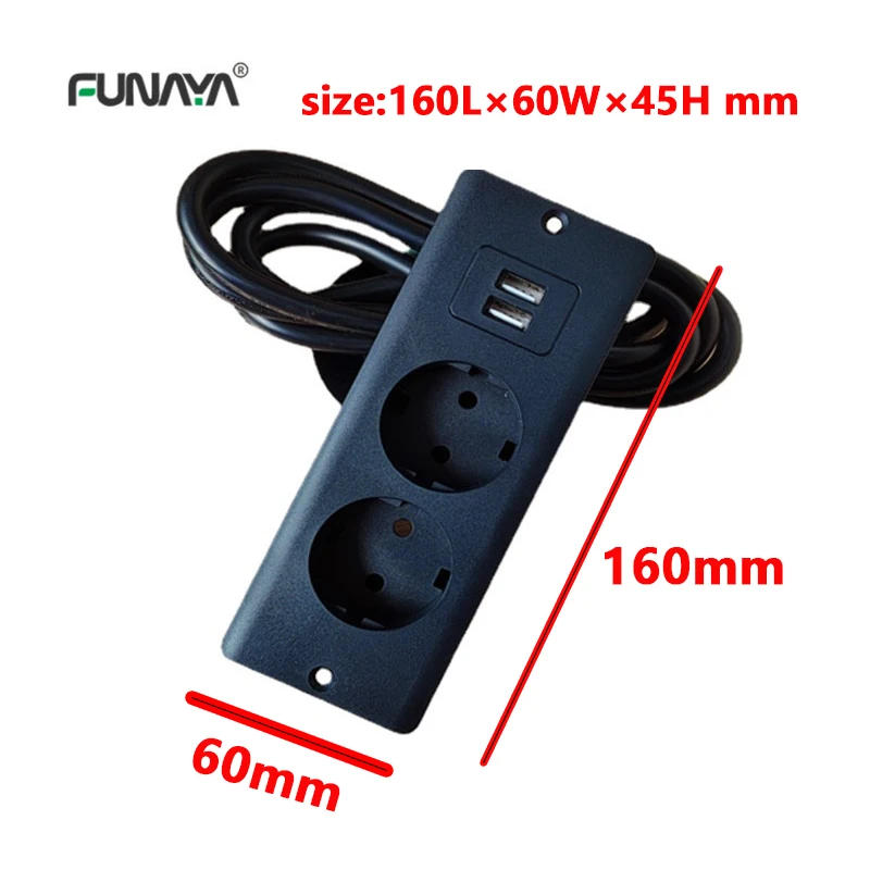 Description Picture 2 of itemEU KR Table Recessed Sockets 2 Outlets with USB type c 5V 2.1A  AC110 220 V Desk Home Office Hidden Power Electric Black Socket