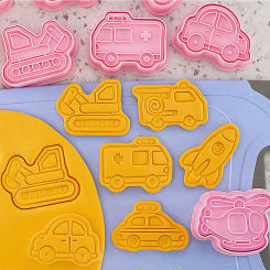 Cookies Cutter Aircraft, Cars,Transportation Cartoon Pressable Biscuit Mold Confectionery Cookie Stamp Baking Pastry Tools