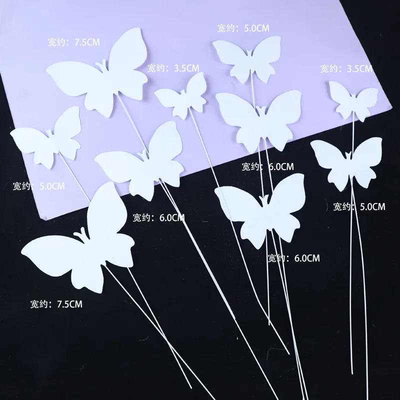 Description Picture 3 of item10/20pcs White Butterfly Birthday Cake Baking Decoration Plugin Beautiful Cake Princess Rice Paper Wafer Paper Cake Dessert Tool