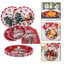 40 Pcs Christmas Tableware Dinnerware Set Paper Plates Party Cup Disposable Xmas Birthday