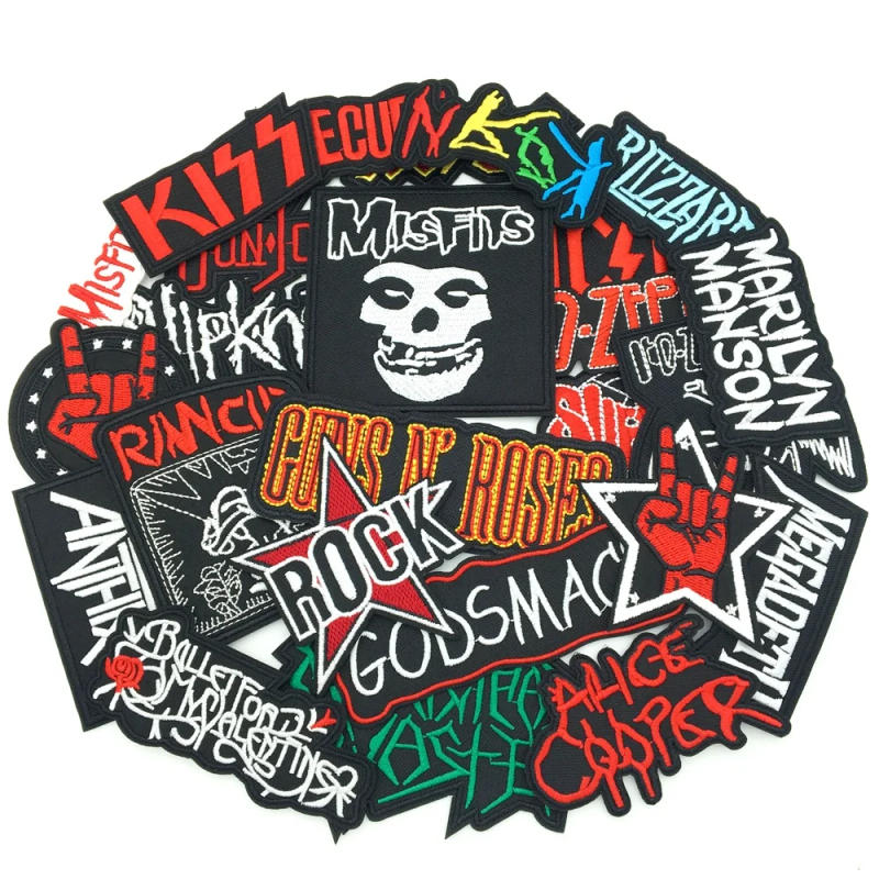 Description Picture 2 of item25pcs/lot Rock Band Patches for Clothing Embroidered Iron on Patches Music DIY Clothes Stripes Stickers Sewing Jacket