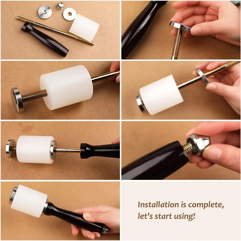 Description Picture 6 of itemWooden Handle Hammer Different Shape Leather Stamping Tools Kit Rotary Cutting Knife Point Drill Pen Leathercraft Tools Set