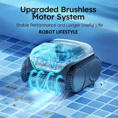 Robot Pool Cleaner Cordless APP Cleaning Background and Walls 180um+Ultra Fine Filter 3Hours Runtime Scheduled Periodic