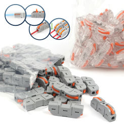 25/50/100PCS Lever Wire Connector 2 Pin 1 in 1 out Splicing Terminal Blocks Led Strip Lighting Home Electric Quick Connectors