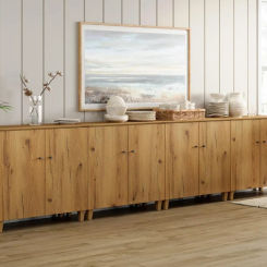 Sideboards Buffet Cabinets with Doors 4-in-1 Extra Wide Kitchen Wood 141.6" Long Buffet Server Table with 12 Storage for Kitchen