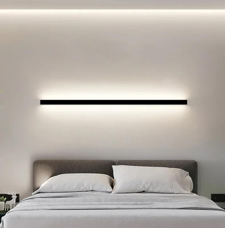 Description Picture 4 of itemWall Light Modern Minimalist Indoor Wide Simple Long Strip Creative LED Lights Background Personality Mirror Bedroom Wall Lamp