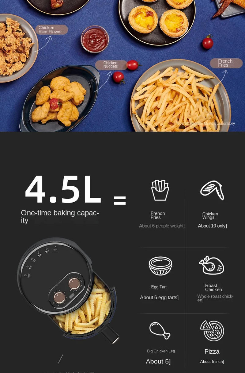 Description Picture 5 of itemOriginal Monda 4.5L Air Fryer Without Oil Home Cooking New Multifunctional Intelligent Electric Oven Fryer Gift air fryer