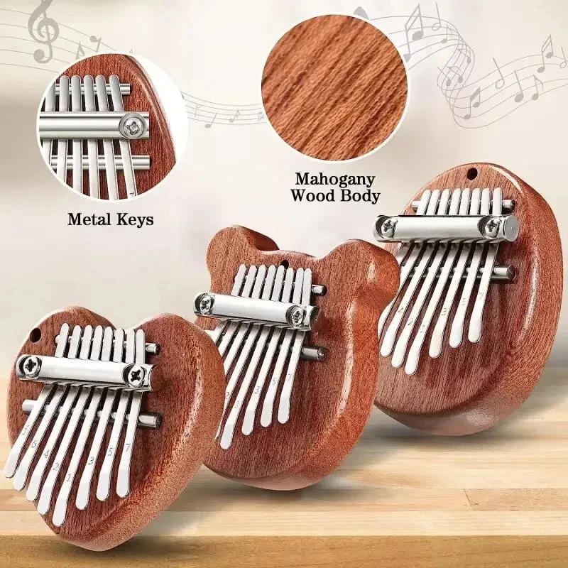 Description Picture 3 of item8 Key Mini Wooden Kalimba High Quality Exquisite Finger Thumb Piano Marimba Musical Good Accessory Pendant Gift