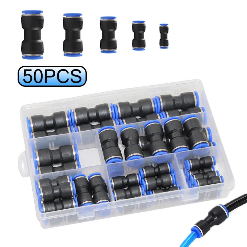 Description Picture 2 of item50PCS/Box Air Straight Pneumatic Fittings Connector PU Water Pipes Quick Release Connector PU-4/6/8/10/12mm Push in Straight