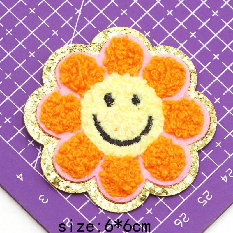 Description Picture 6 of itemNew Retro Peace Love  Rainbow Chenille Towel Embroidered Iron On Patches with Gold Glitter Sequins Girl Clothing Decoration