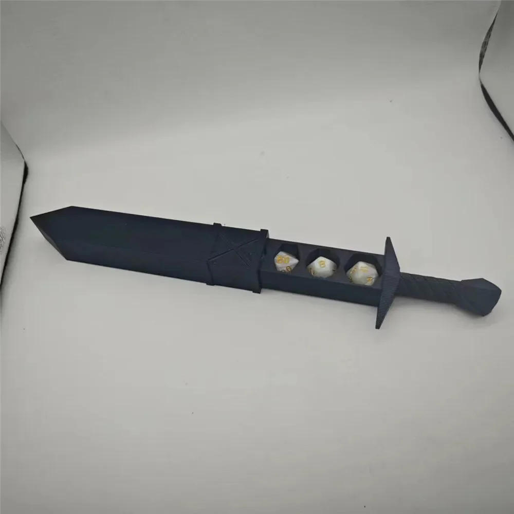 Description Picture 6 of item3D Printed Sword-shaped Storage Box for DND RPG TRPG Games Dice DND Game Role 22mm Dice Holder Desktop Ornament