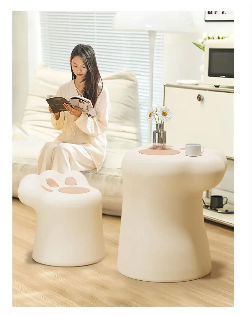 Description Picture 5 of itemCream Style Advanced Sense Cat Claw Coffee Table Cute Small Apartment Sofa Next To A Few Modern Simple Home Furnishings