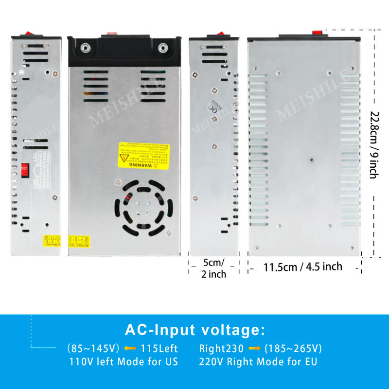 Description Picture 4 of itemSwitching Power Supply SMPS AC 110V 220V To DC 12V 24V 36V 48V 60V Transformer 5A 8A 10A 15A 20A 25A 30A 40A 50A 600W 480W 360W
