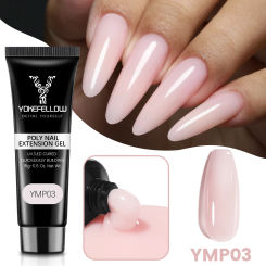 YOKEFELLOW 15g Acryl Gel Semi-permanent Poly Nail Gel Nude Pink Gel Nail Polish Soak Off UV Hard Extend Gel Nail Art Builder