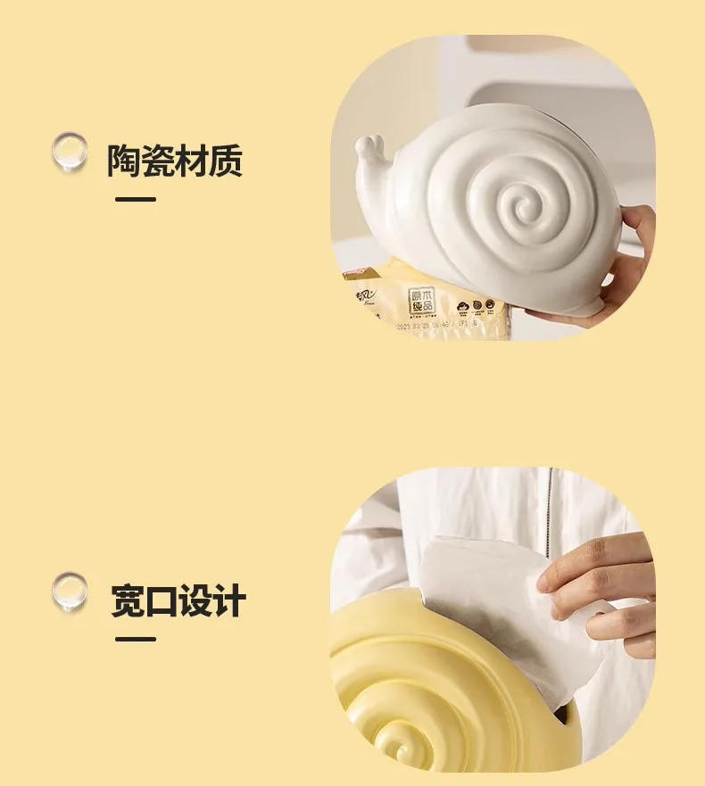 Description Picture 2 of itemCeramic Tissue Box Cartoon Snail Insect Living Room Dining Table Removable Tissue Box Napkin Box Home Storage Container