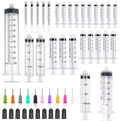 1ml-100ml Syringe with 14ga-27ga 0.5" Blunt Tip Needle Kit For Glue Oil Fluid Water For Feeding Pets Reusable