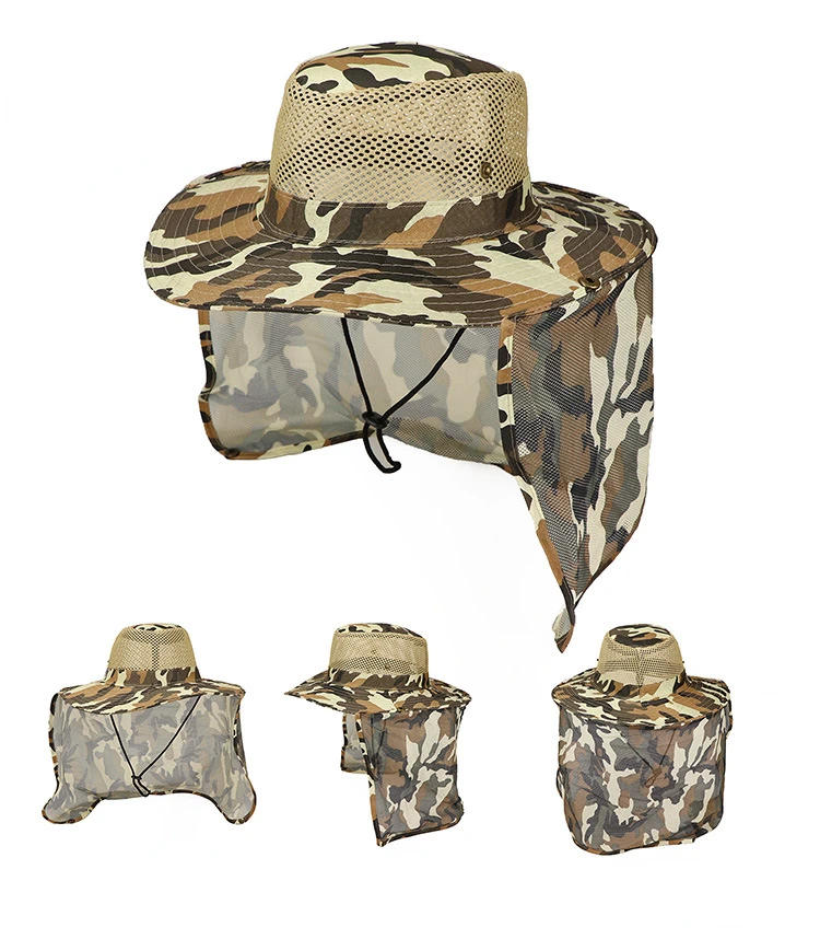 Description Picture 6 of itemOutdoor Camouflage Hat Fisherman's Fishing Cap Sunnet Gauze Cap Benny Hat Hiking Hat Anti-UV Sun-Protection Cool Breathable