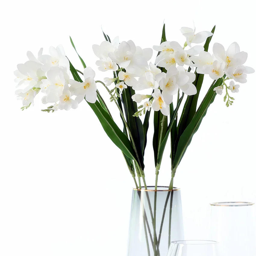 Description Picture 2 of item5Pcs Artificial Flowers Latex Fragrant Snow Orchid Cymbidium for Wedding Decor Real Touch Flowers Home Living Room Party Floral