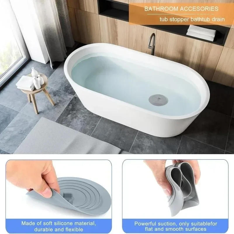 Description Picture 5 of itemTub Stopper, 6 Inches Large Silicone Drain Plug Hair Stopper Flat Suction Cover for Kitchen Bathroom Accessories and Laundry