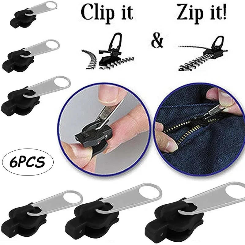 Description Picture 2 of item6Pcs Universal Instant Fix Zipper 3 Sizes Repair Kit Replacement Zip Slider Teeth Rescue New Design Zippers Sewing Accessories