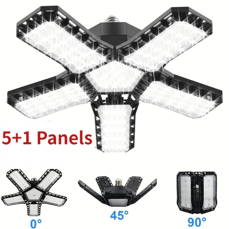 Description Picture 3 of itemLED Garage Light with 5/8/10 Adjustable Panels Super Bright E27/E26 Ceiling Lighting Work Light for Basement Workshop Warehouse