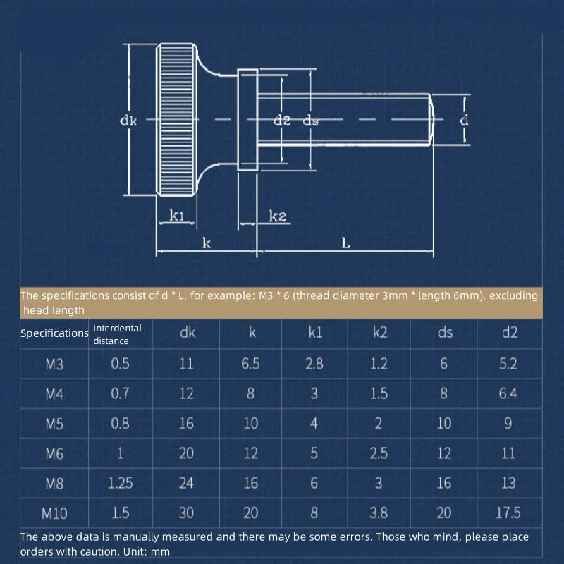 Description Picture 3 of itemHand Screw Bolt M3 M4 M5 M6 M8 M10 Carbon Steel Knurling Head Knurled Thumb Screw Hand Tighten Curtain Wall Lock Screws