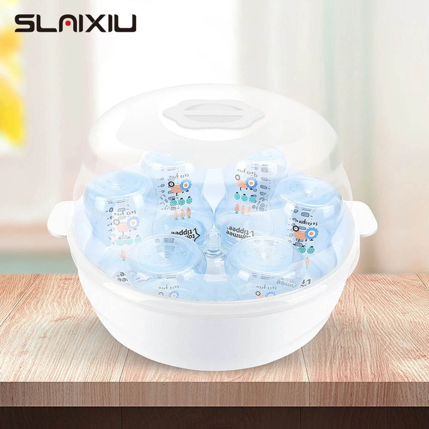 Description Picture 2 of itemMicrowave Steam Sterilizer for Baby Bottles Temperature Nipple Sterilizer Bottle Holder Storage Box Baby Bottle Warmer BPA Free